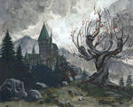 Hogwarts and the Whomping Willow by danidraws