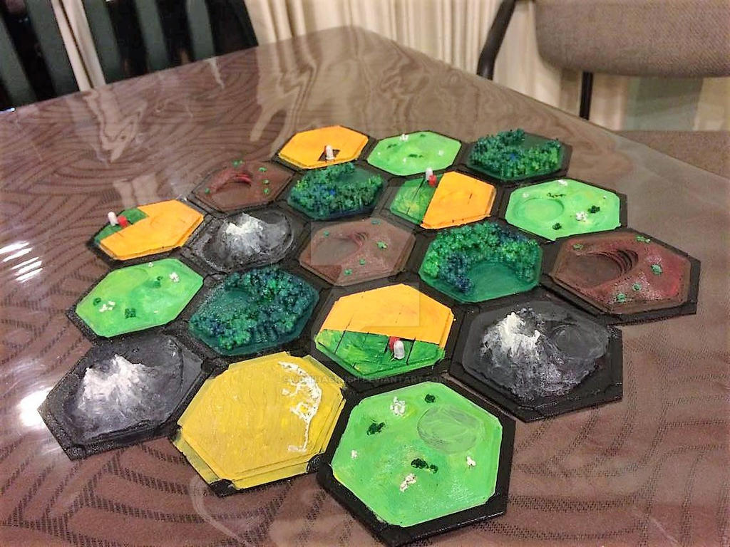 Catan 3D printed and painted