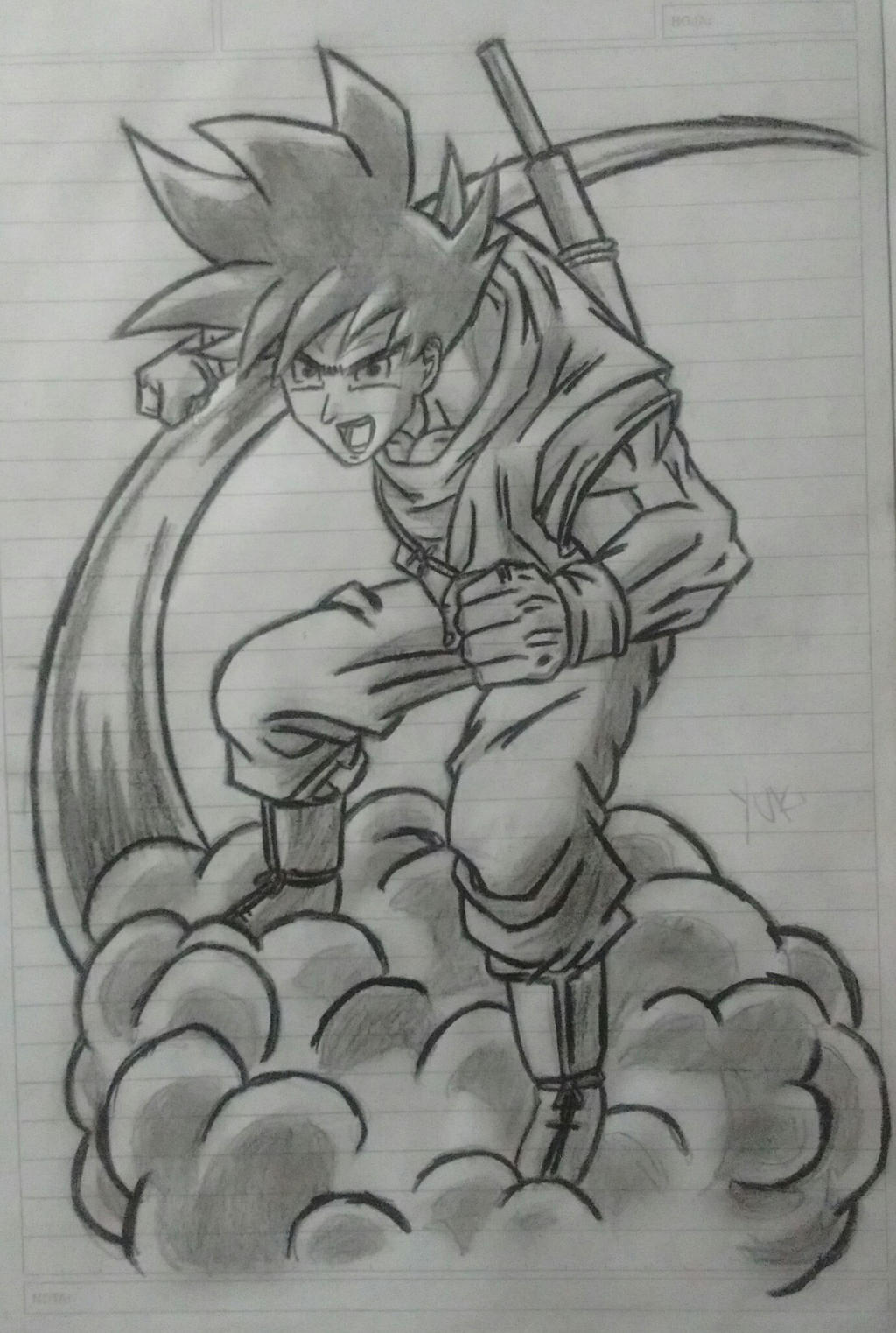 Goku pencil draw by yukiwatakashi on deviantart