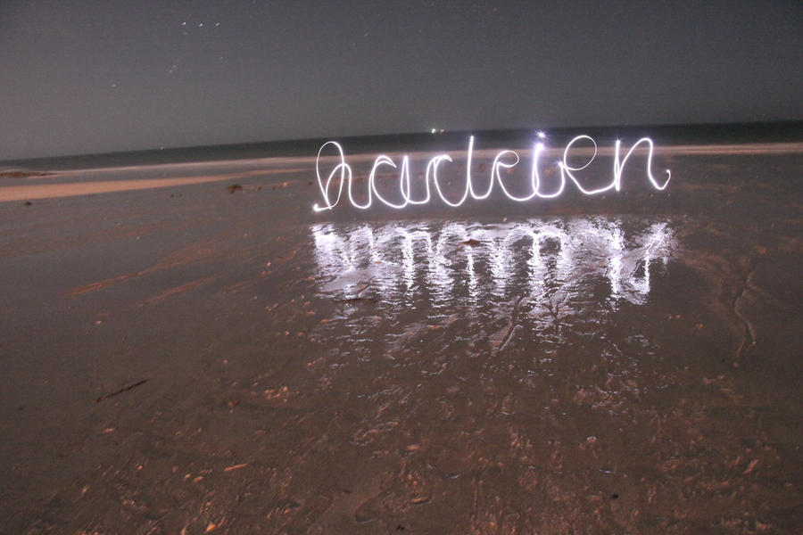 light painting on the plage