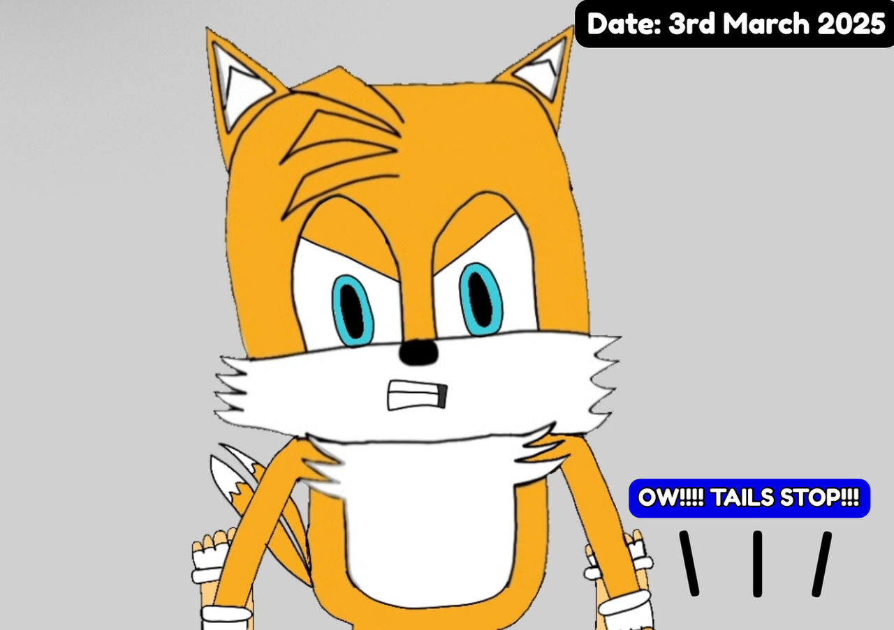 Tails Ripped Tails pushing Sonic's arm harder by nikestrailyt on DeviantArt