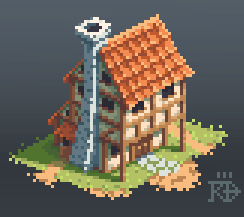 Isometric medieval / fantasy pixel house by RGBfumes