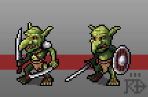 Fantasy pixel art Goblin Sandaliers basic units by RGBfumes