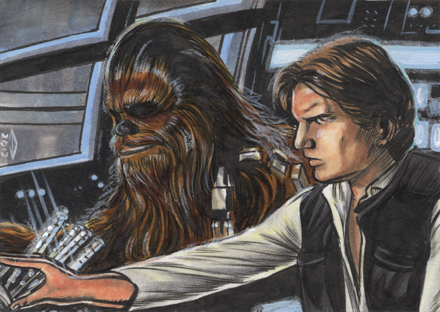 STAR WARS HAN Chewbacca LEIA & LUKE Skywalker ANH Sketch Card PRINT 1 of 10 ART