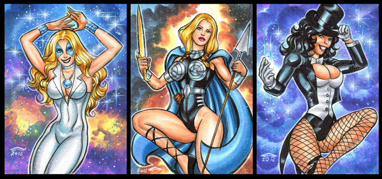 DAZZLER VALKYRIE and ZATANNA SKETCH CARDS