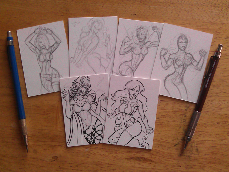 NEW PROJECT PINUP SKETCH CARDS IN THE WORKS