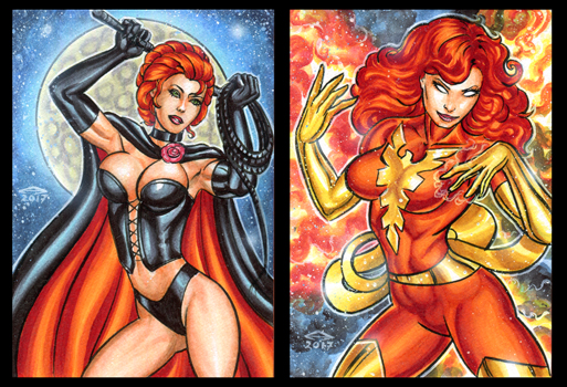 BLACK QUEEN_ DARK PHOENIX PERSONAL SKETCH CARDS