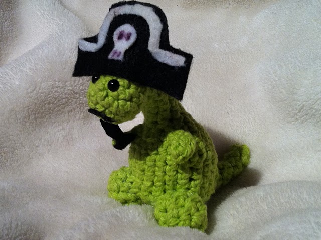 A sad pirate dinosaur