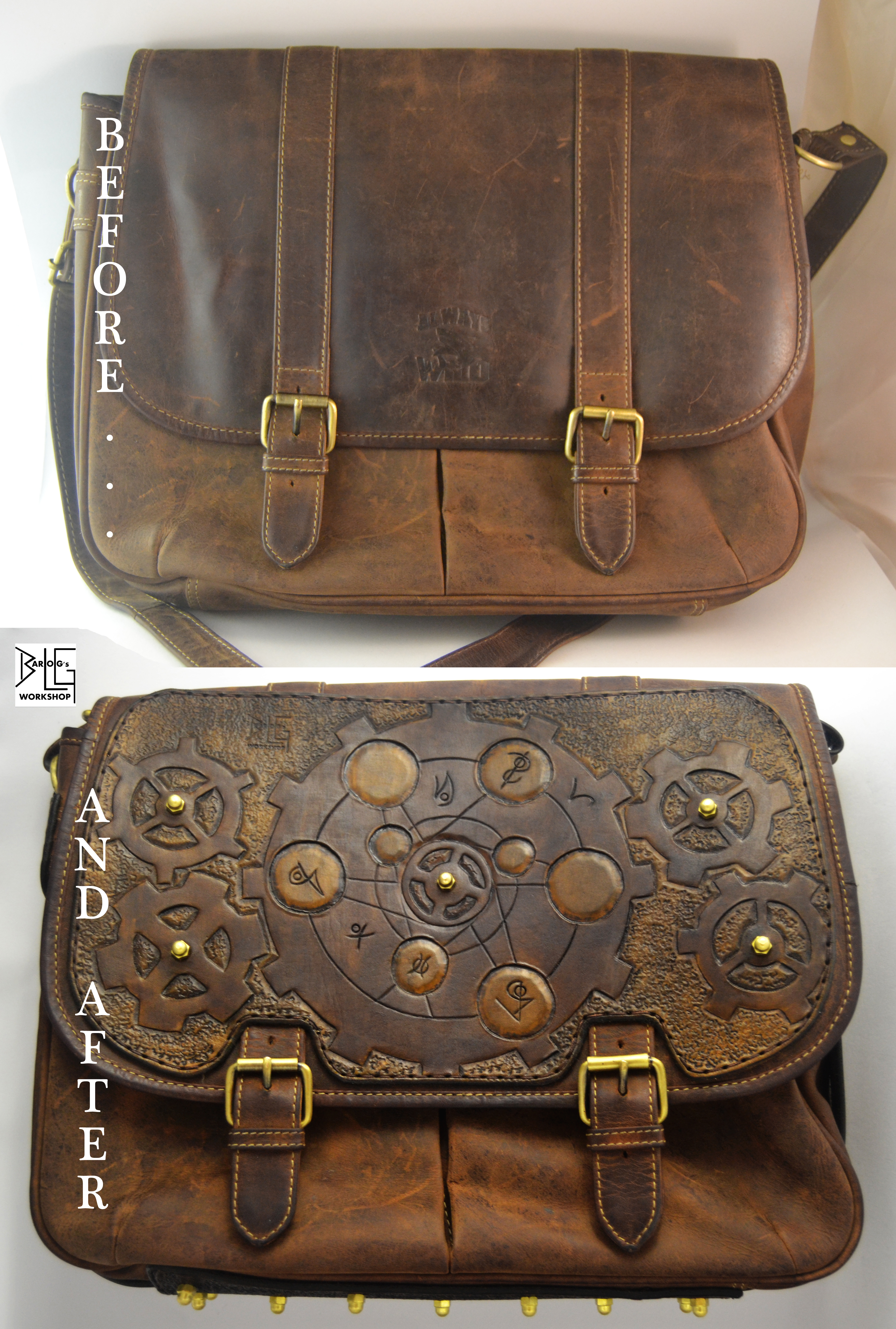 Upcycling an old leather messenger bag :]