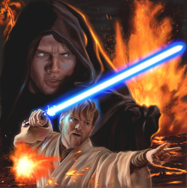 Obi Wan and Anakin on Mustafar