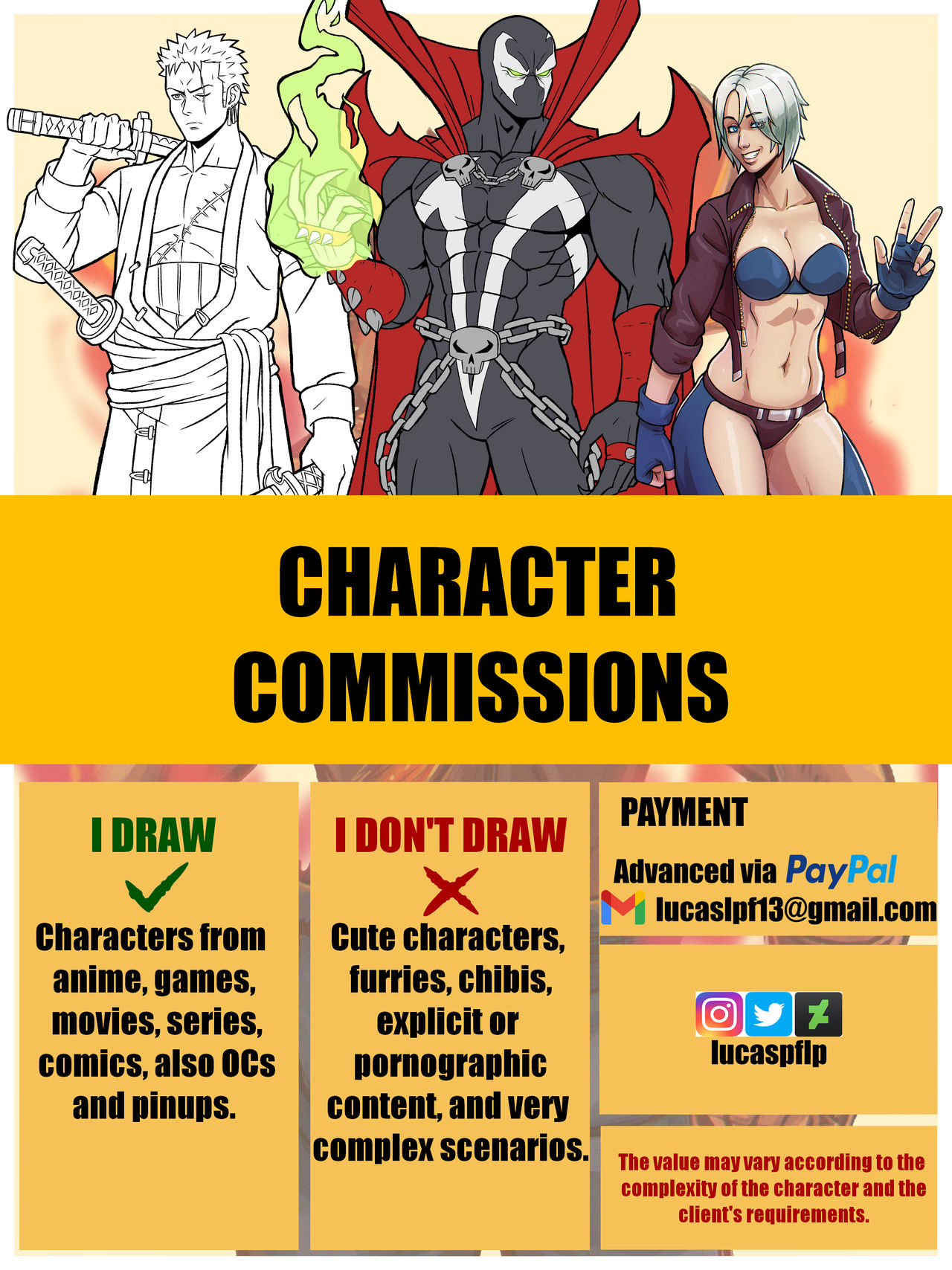 Object Commissions Characters CHARACTER COMMISSIONS by lucaspflp on DeviantArt