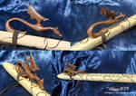 Black Walnut Dragon On Flute by Happy5art