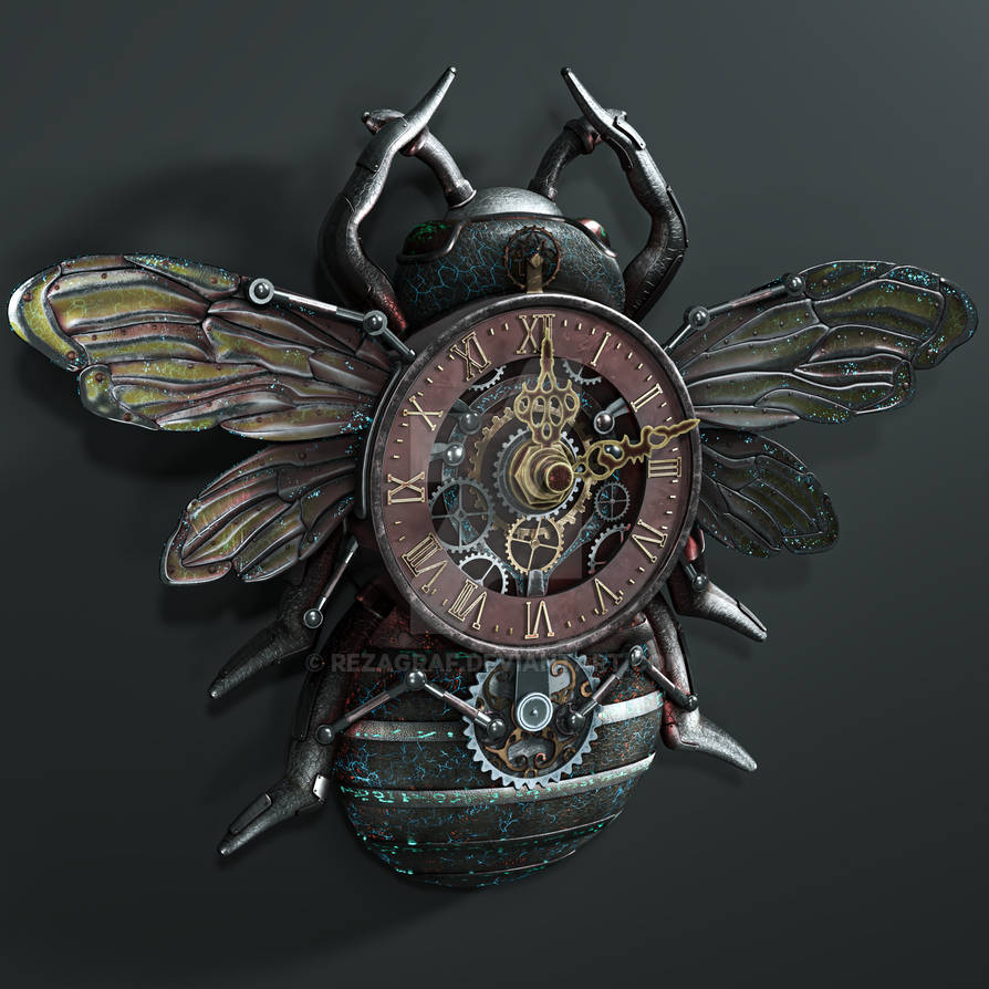 Bee Clock Vector Steampunk Bee Wall Clock by RezAGraf on DeviantArt