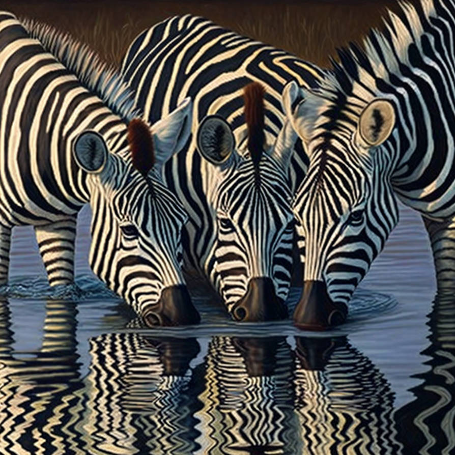 Aaron Wacker zebras three drinking from a rivver a by Sashelas on ...
