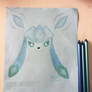 Glaceon: realized on colored paper with crayons