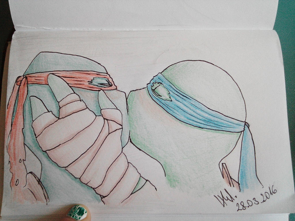 Leo X Raph Rise Raph X Leo-Kiss(Colored) by KSL100 on DeviantArt