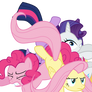 Twilight and friends in a pony pile