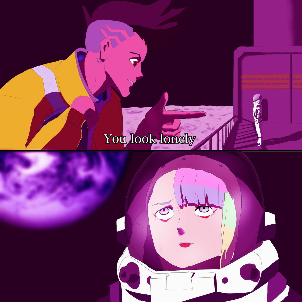 David and Lucy on the moon (Cyberpunk Edgerunners) by LouayKH on DeviantArt