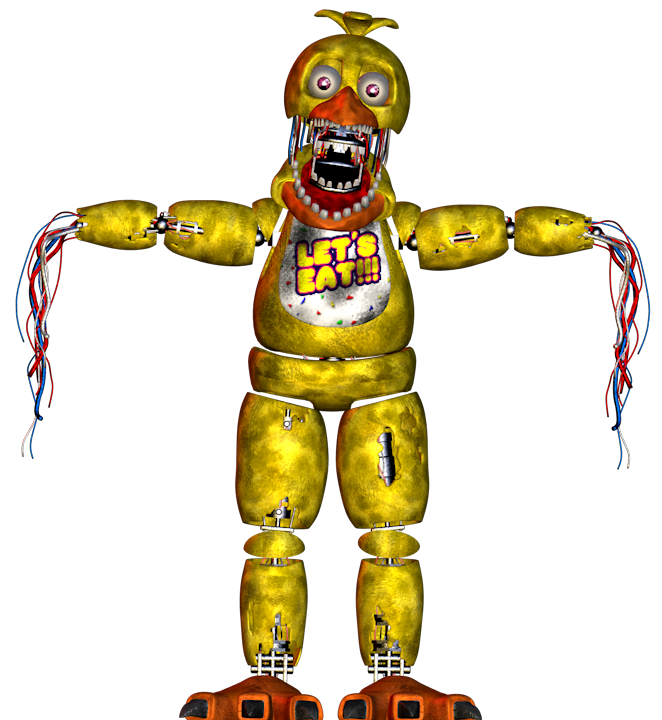 Fnaf 4 Chica Png Black And White Download - Withered Withered Withered Chica,  Transparent Png - vhv