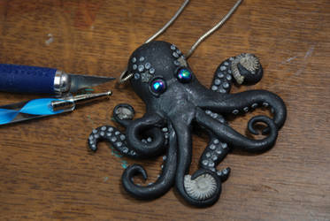 Polymer Clay Squid Pendant