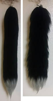 Black Fox/Wolf Yarn Tail with a Silver/Chrome Tip
