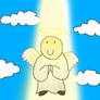 Happy angel being accepted by God