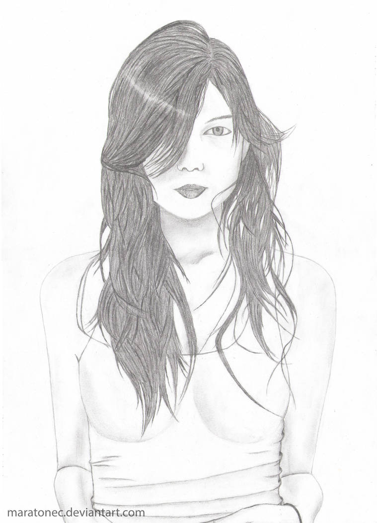 Cute girl pencil drawing by maratonec