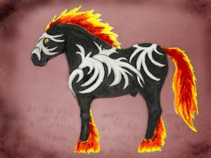 Anger, flames and horse