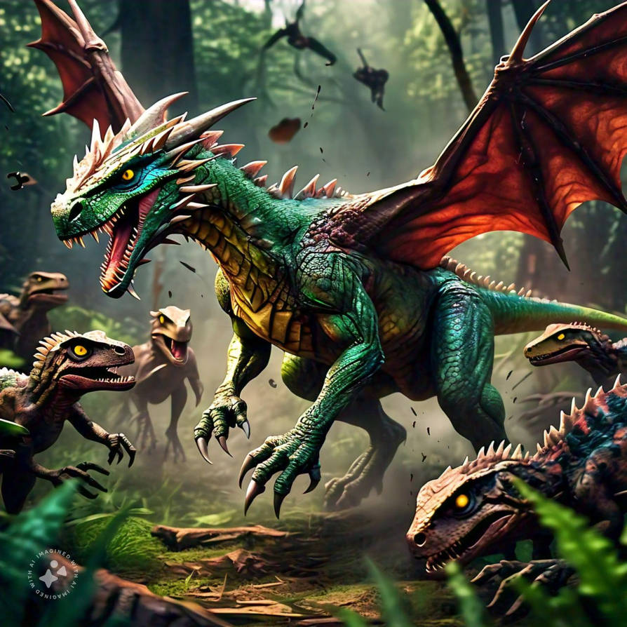 Dragon vs. Raptors by BastianGeminis on DeviantArt