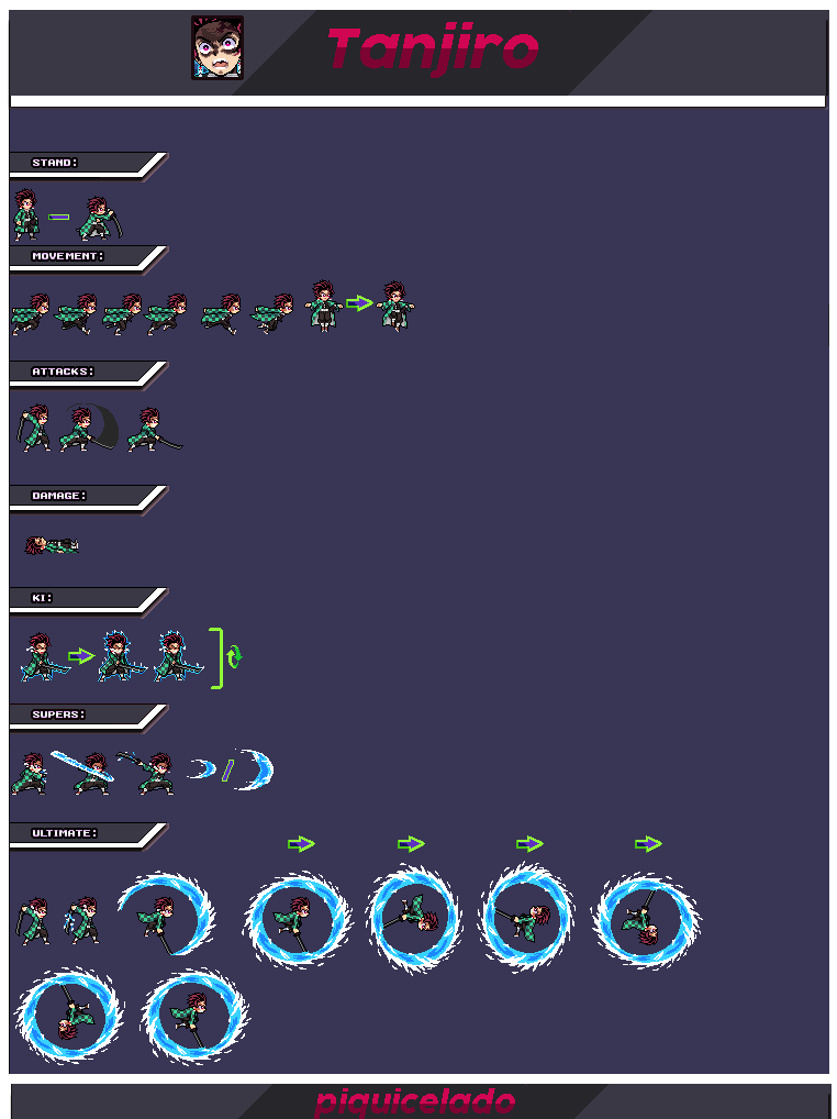 Kamado Tanjiro Water Breathing! Sprite Sheet by piquicelado on DeviantArt