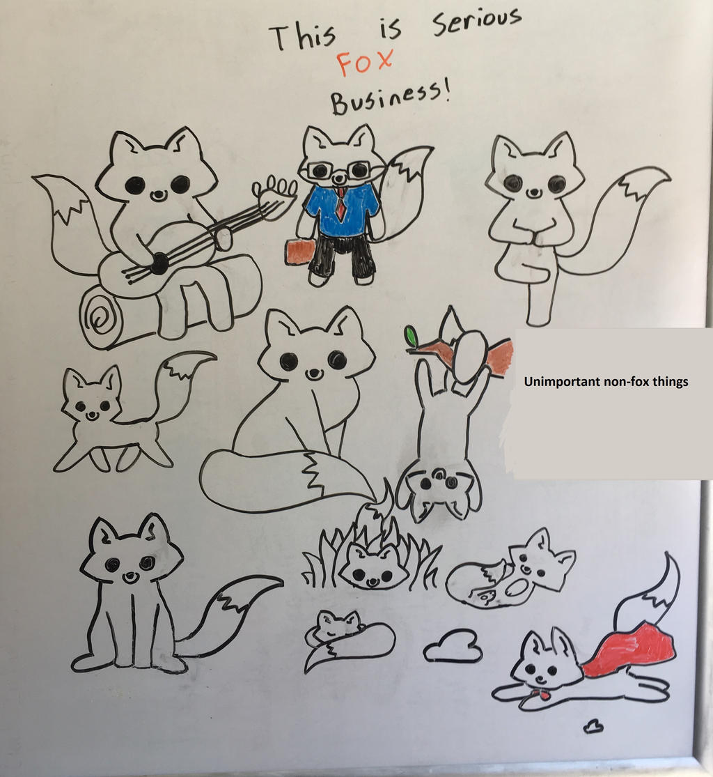 Serious Fox Business - Whiteboard fox doodles 1 by TehRedReaper on