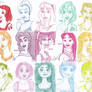 Disney Heroines - Single Color Portraits