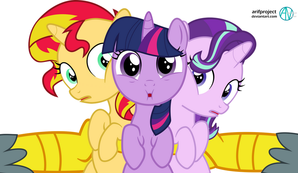 Sunset Shimmer, Twilight, and Starlight Glimmer