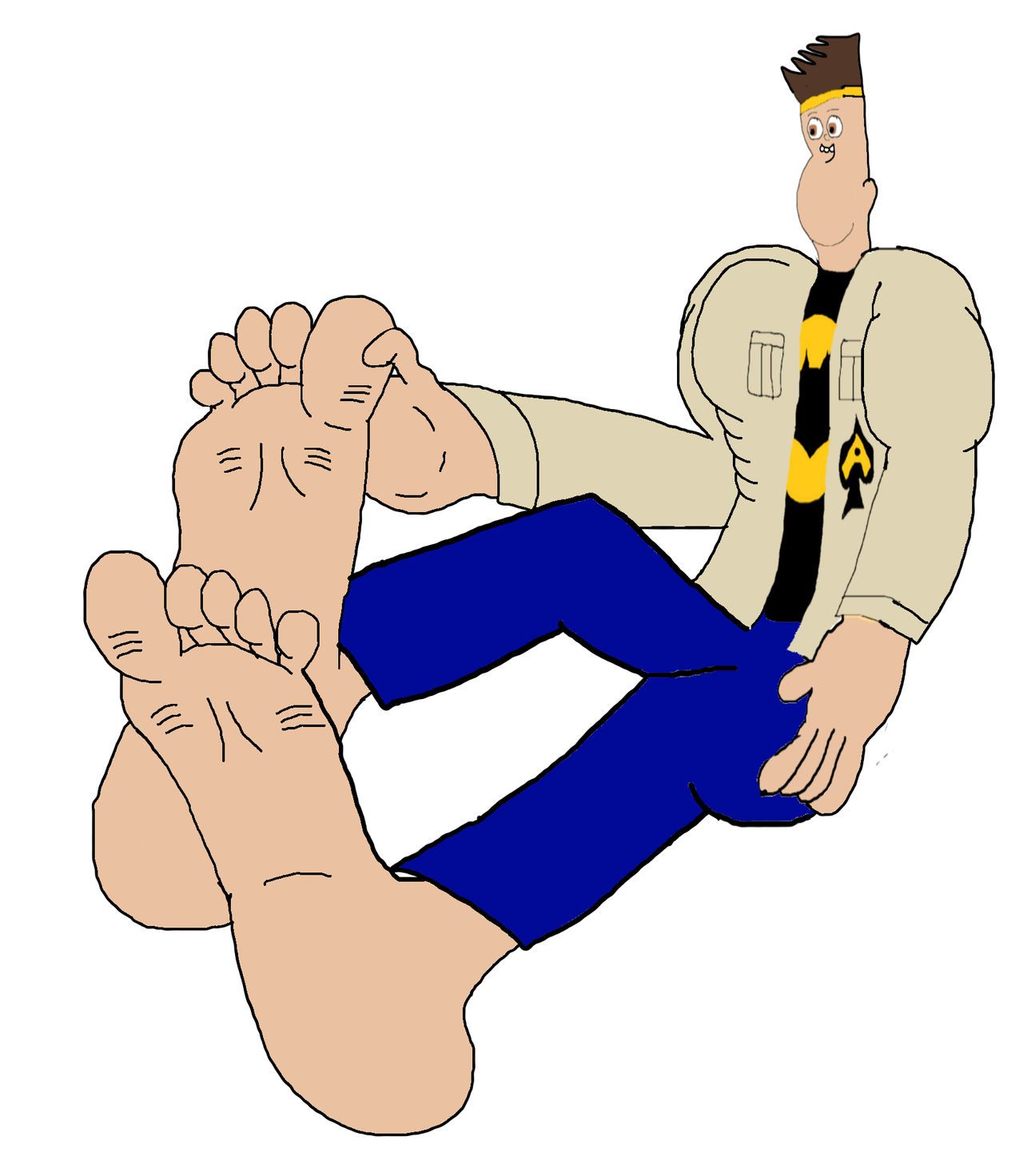 Paul Griffin smelling his feet and wiggling toes!