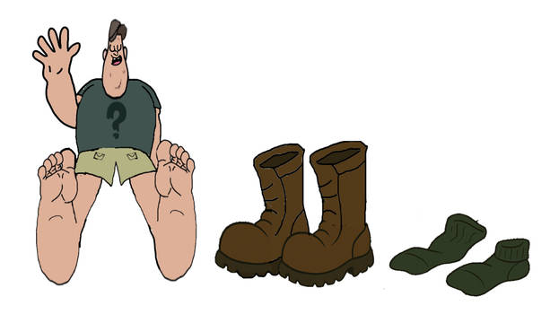 Soos Ramirez waving hello laughing and barefoot!