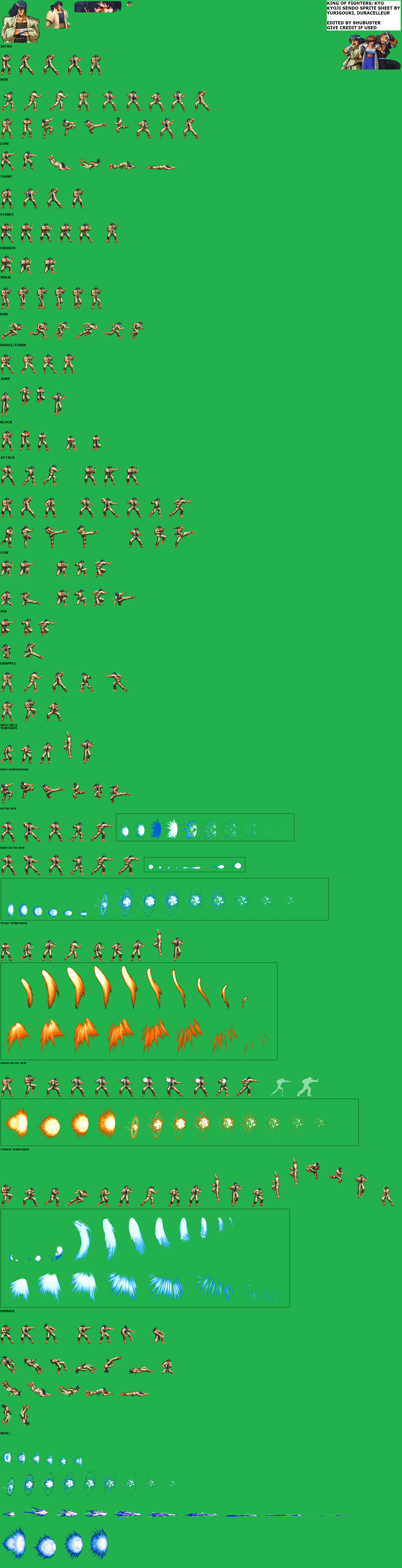 Kof R1 Sprites Kyoji Sendo KOF: Kyo Sprite sheet by Shubuster on DeviantArt