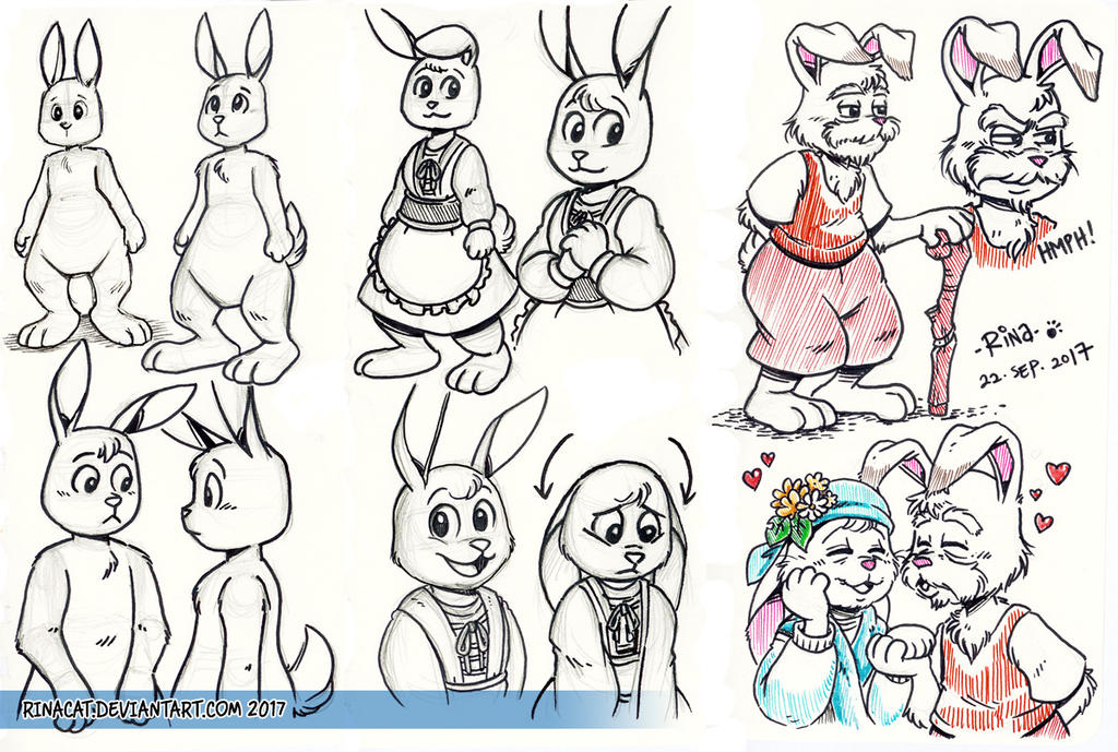 Anthro Rabbitears Anthro rabbits pen doodles by rinacat on DeviantArt