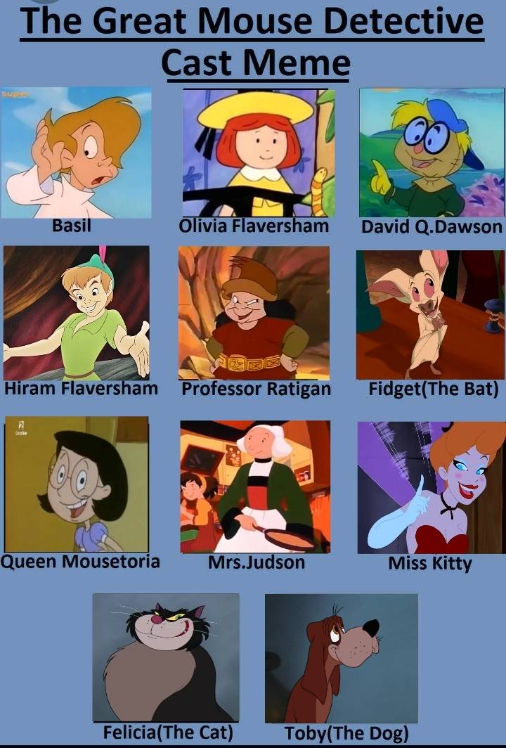The Great Mouse Detective Cast Meme by GabumonLispector2241 on DeviantArt