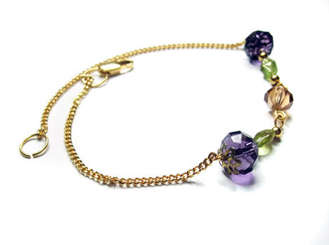 Metal colorful anklet gold plated