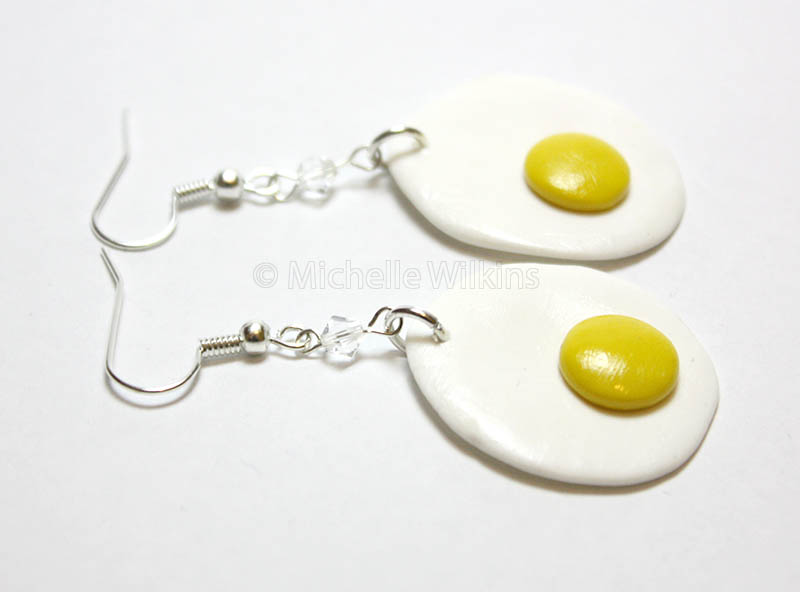 Fried egg earrings v.2