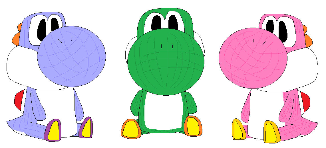 Three yarn Yoshis by LadyFeliz on DeviantArt