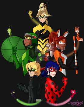 Miraculous Ladybug Team and Kwamis