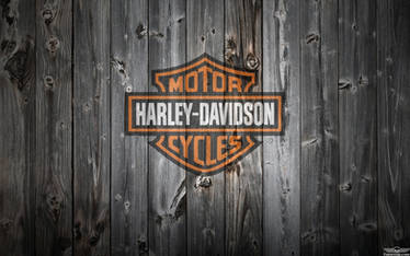 Harley-Davidson logo orange background wood large