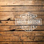 Harley-Davidson logo outline white texture wood