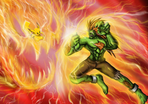 Death Battle Fanart: Pikachu vs Blanka