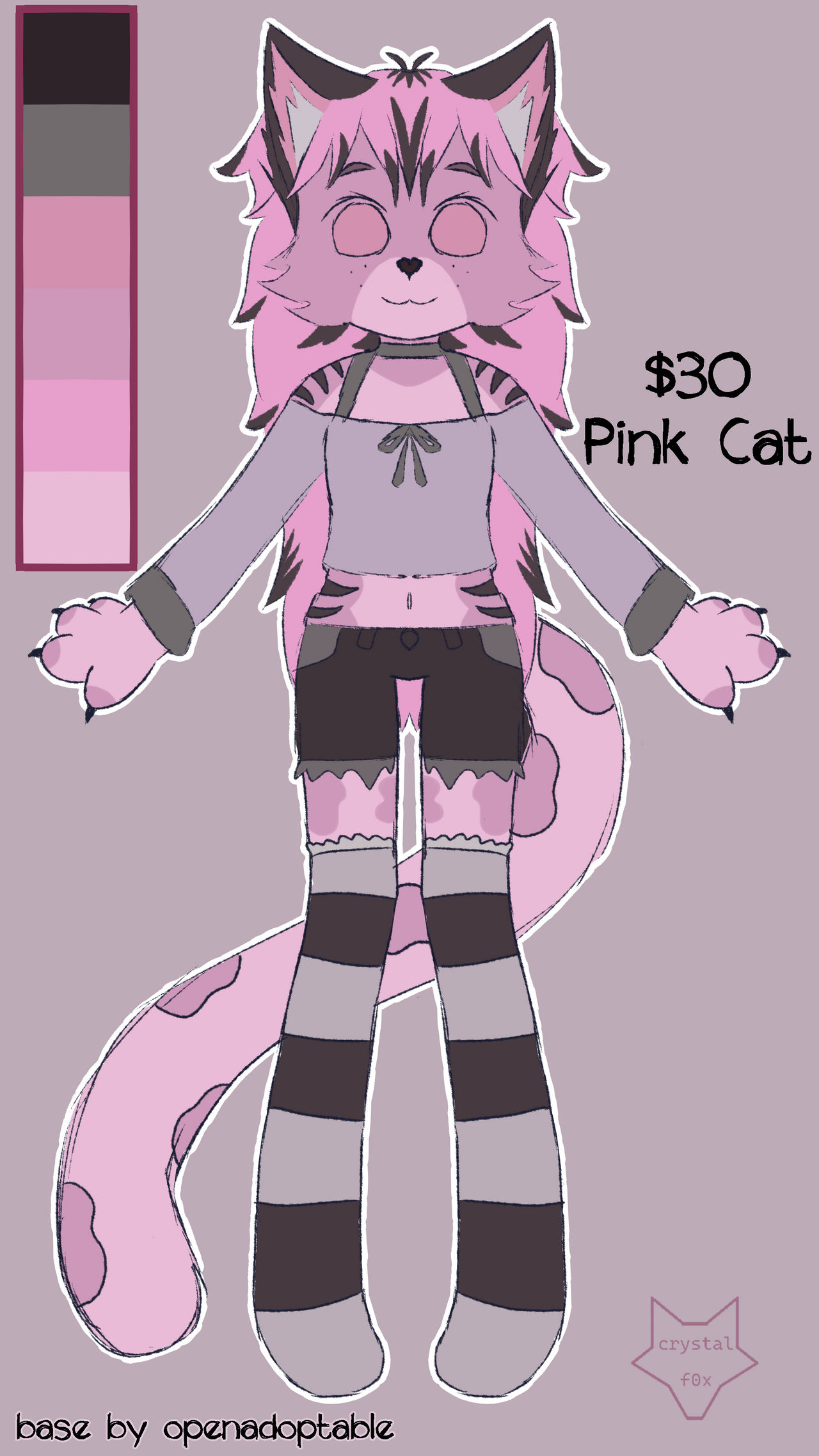 Pink Core Cat Pink Anthro Cat by crystal-f0x on DeviantArt