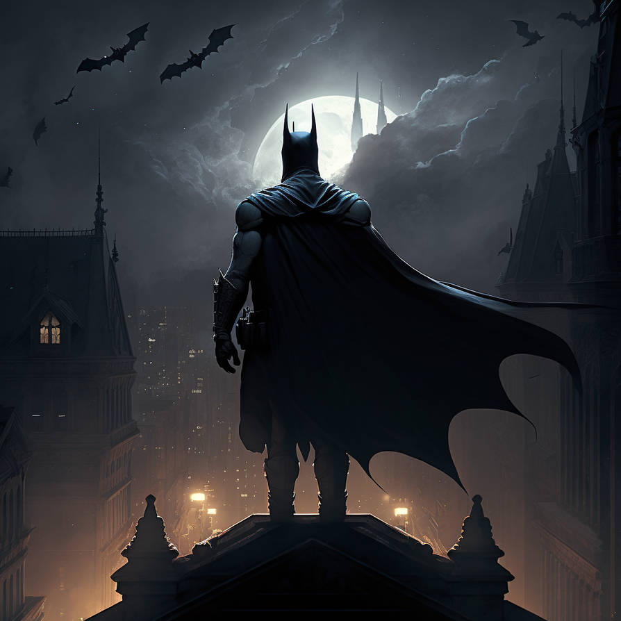 batman standing up on top of a building dark by Sanguisan on DeviantArt