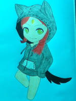 Chibi Rabia in a wolfy hoodie!