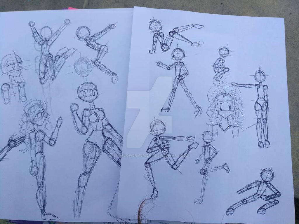 Practicing on drawing body poses by SunFlowerMemory on DeviantArt
