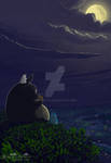 Totoro playing the ocarina by Syntetyc